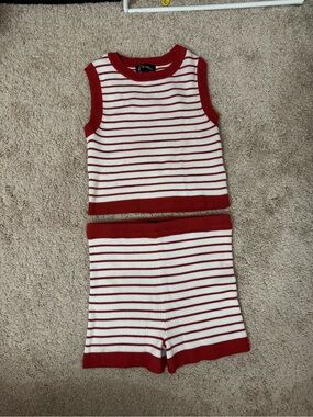 art class Red & White Striped Knit Top